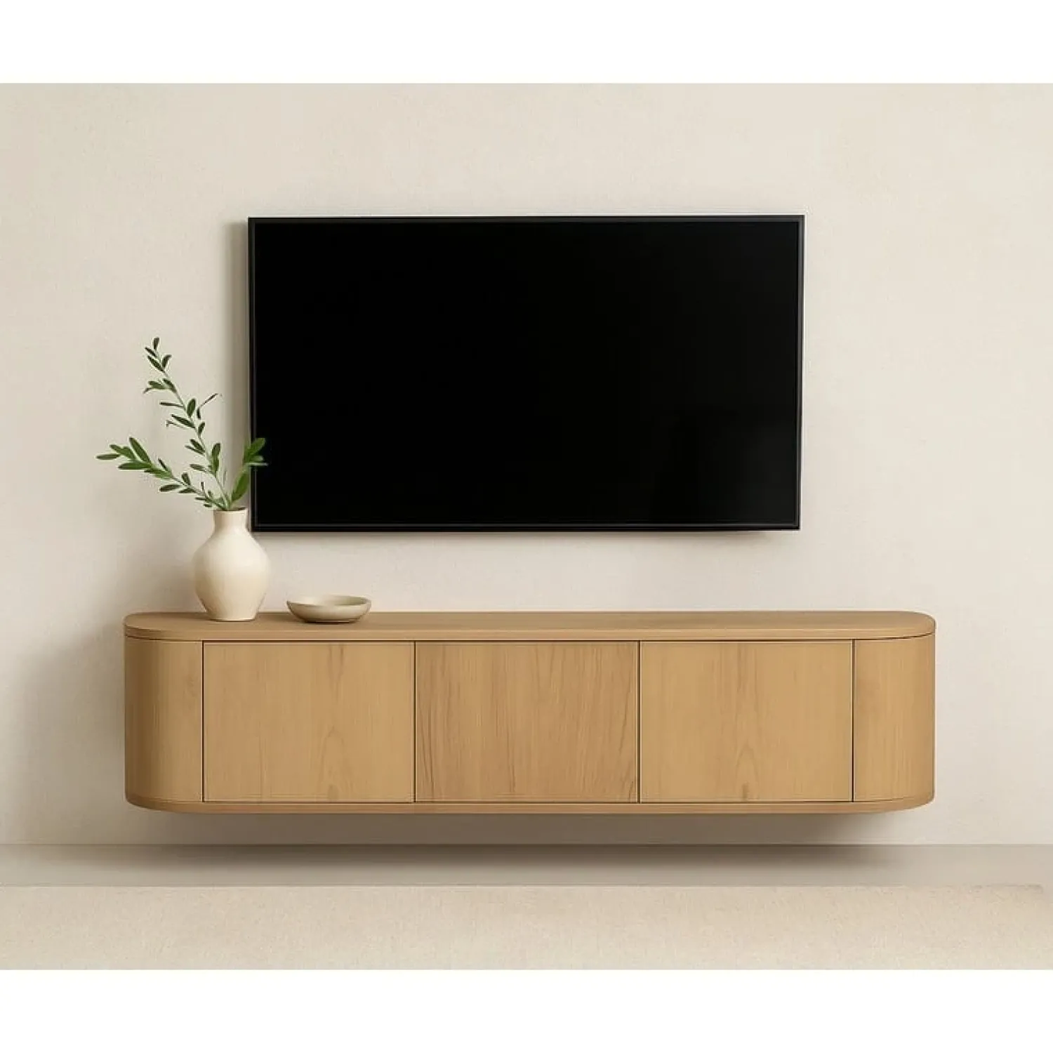 Livingfurn Industriele Kasten|Tv Meubels|Novero Zwevend Tv meubel naturel eiken 180cm