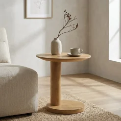 Eleonora Bijzettafels|Novia Bijzettafel Naturel mangohout 50cm