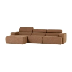 WOOOD Loungebanken|Novi Chaise Longue Bank Links Bouclé Karamelbruin