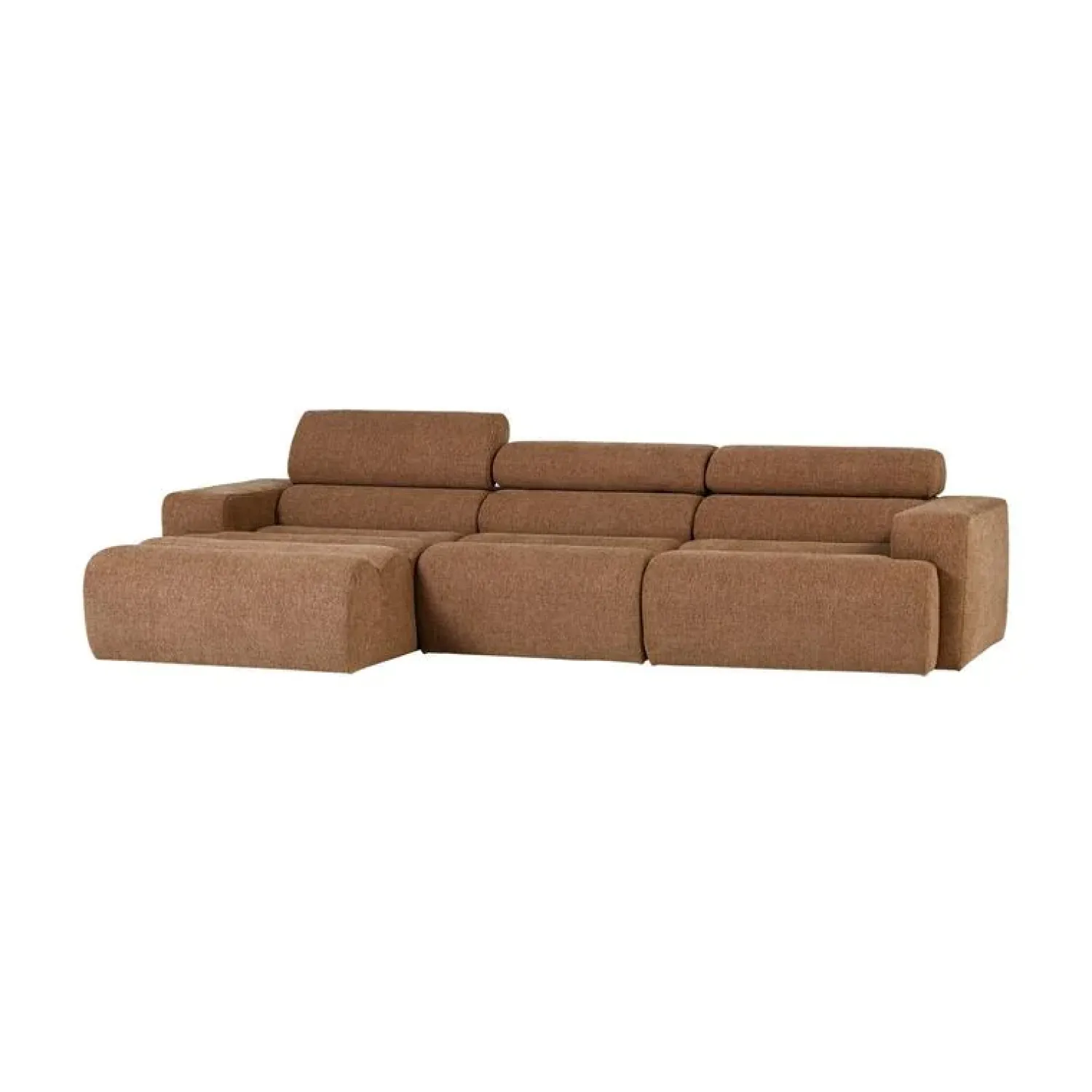 WOOOD Loungebanken|Novi Chaise Longue Bank Links Bouclé Karamelbruin