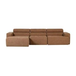 WOOOD Loungebanken|Novi Chaise Longue Bank Links Bouclé Karamelbruin