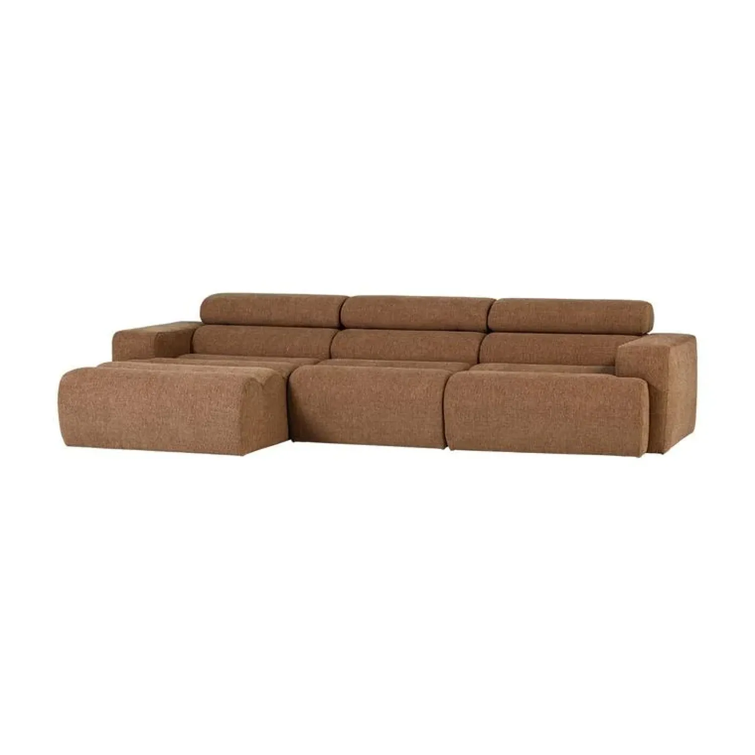WOOOD Loungebanken|Novi Chaise Longue Bank Links Bouclé Karamelbruin