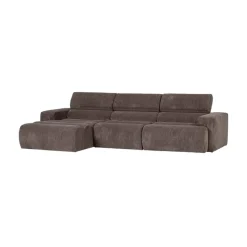 WOOOD Loungebanken|Novi Chaise Longue Bank Links Ribstof Grijsbruin