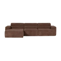 WOOOD Loungebanken|Novi Chaise Longue Bank Links Ribstof Mokkabruin