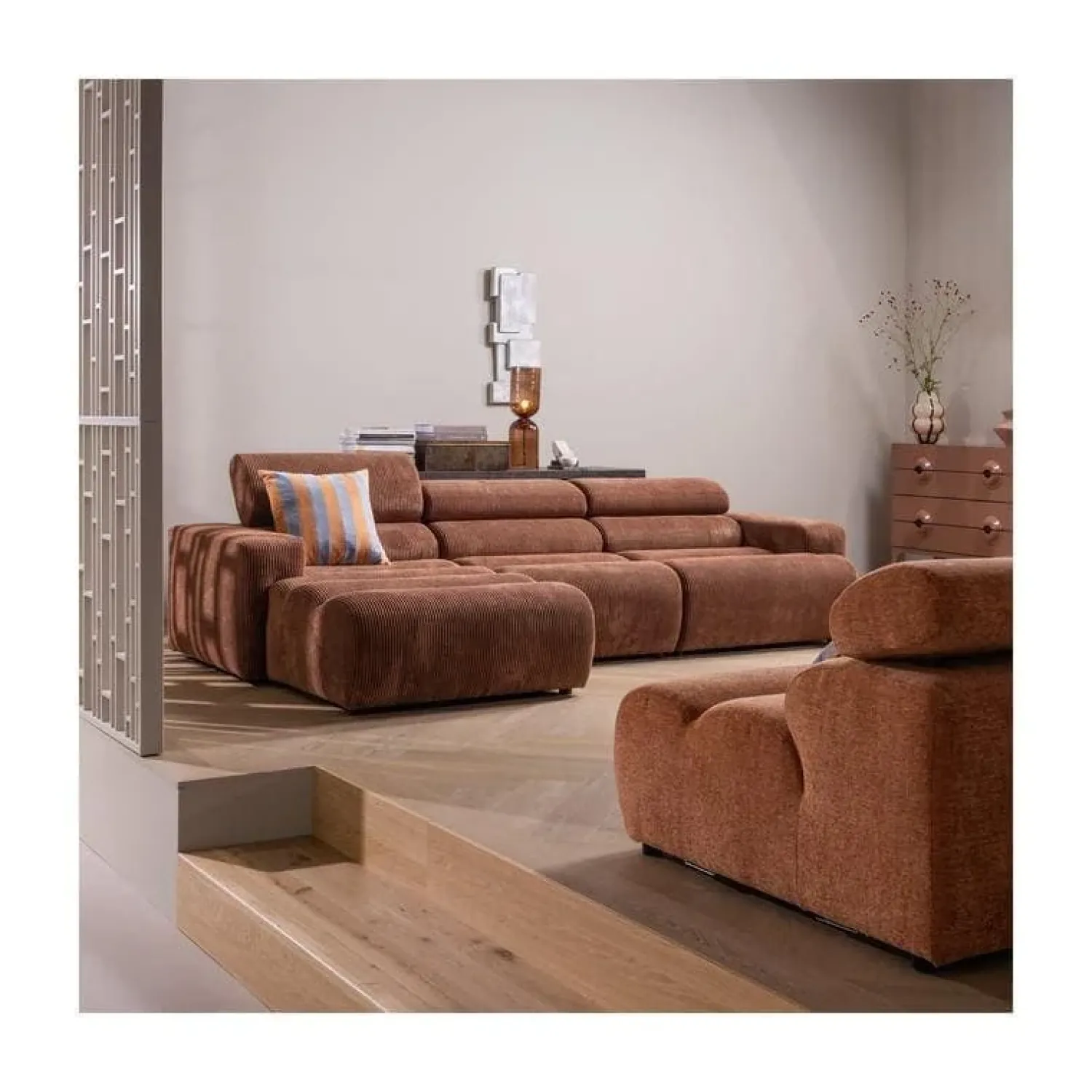 WOOOD Loungebanken|Novi Chaise Longue Bank Links Ribstof Terra