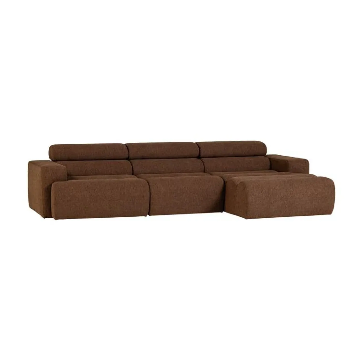 WOOOD Loungebanken|Novi Chaise Longue Bank Rechts Bouclé Mokkabruin