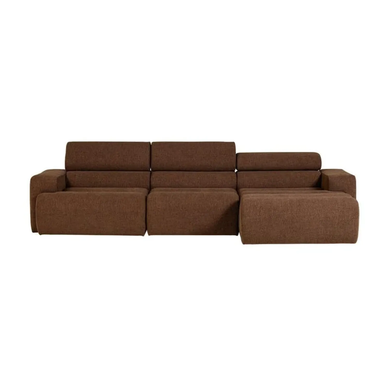 WOOOD Loungebanken|Novi Chaise Longue Bank Rechts Bouclé Mokkabruin