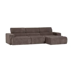 WOOOD Loungebanken|Novi Chaise Longue Bank Rechts Ribstof Grijsbruin