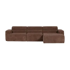 WOOOD Loungebanken|Novi Chaise Longue Bank Rechts Ribstof Mokkabruin