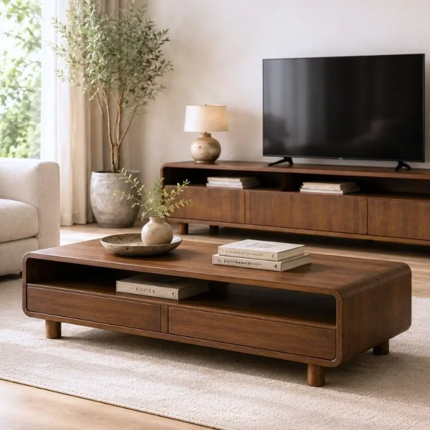 Vane Living Salontafels|Nox salontafel 4 lades walnoot 130 cm