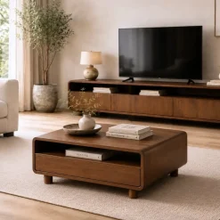 Vane Living Salontafels|Nox salontafel 2 lades walnoot 65 cm
