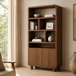 Vane Living Vakkenkasten|Boekenkasten|Nox wandkast 100 cm walnoot