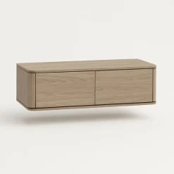 Maison Madera Industriele Kasten|Tv Meubels|Nuvoro Zwevend Tv meubel 2-deurs Misty oak 124cm