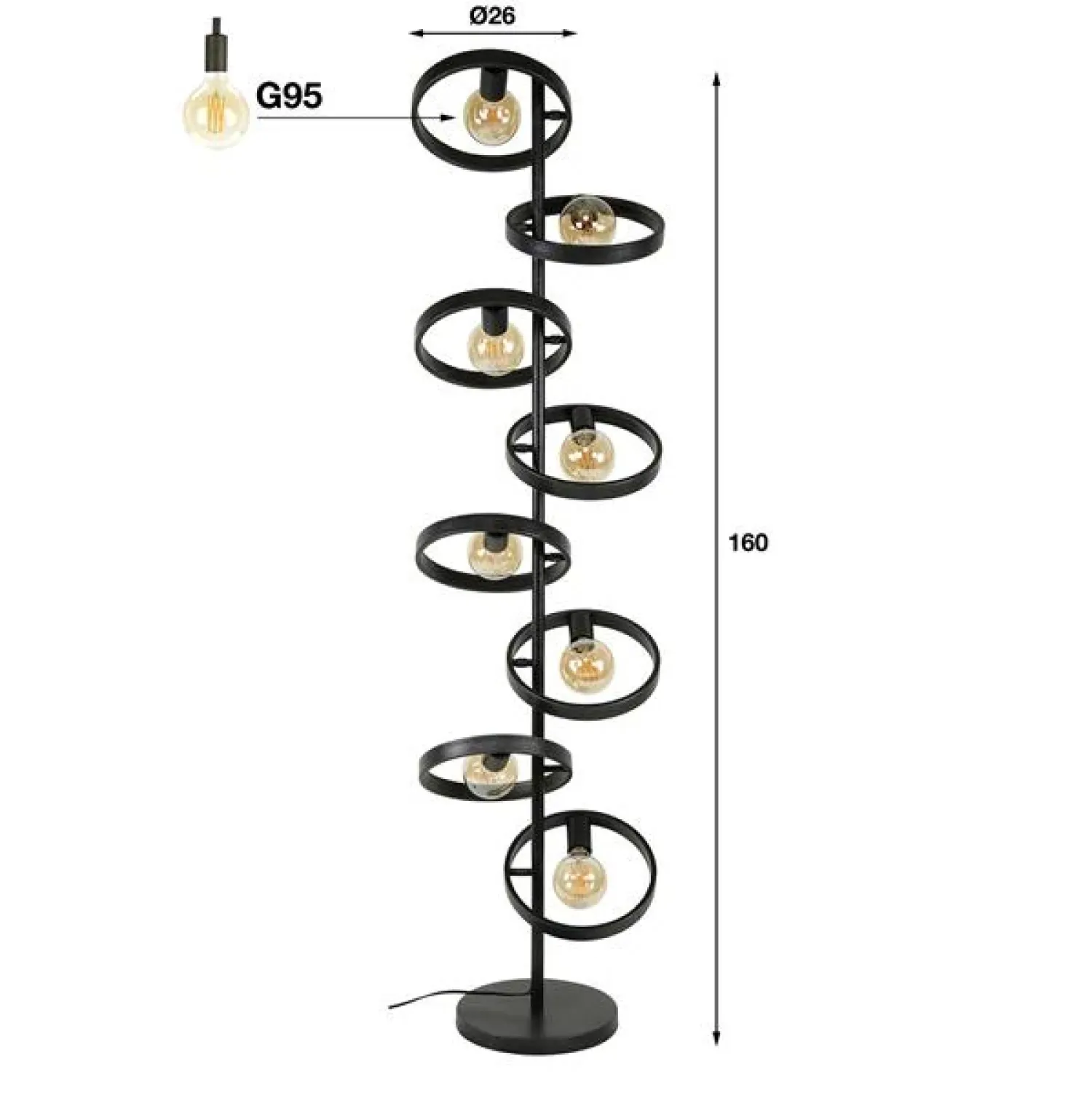 Kalfort Vloerlampen|Octavia 8-lichts vloerlamp industrieel