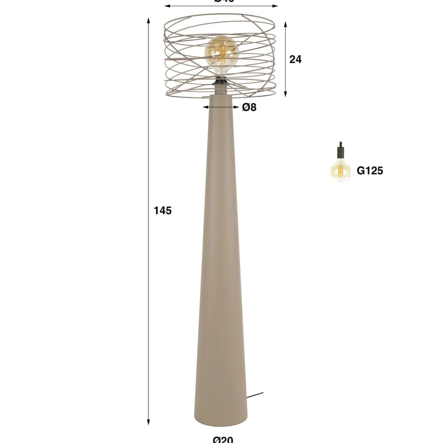 Kalfort Vloerlampen|Omaha 1-lichts Vloerlamp Beige