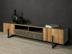 Tower living Industriele Kasten|Tv Meubels|Ora Tv meubel Teakhout 222 cm