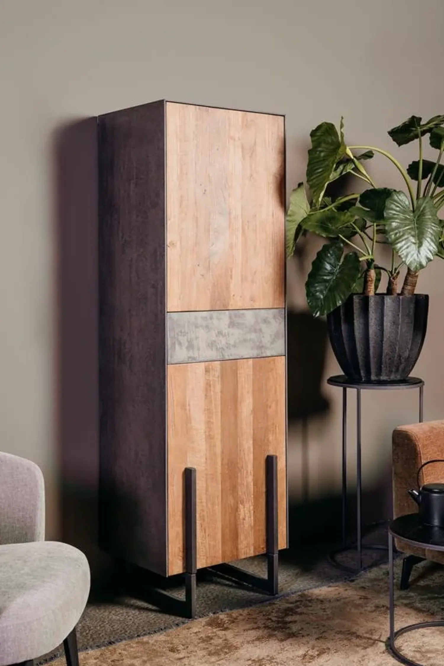 Tower living Wandkasten|Industriele Kasten|Ora Wandkast Teakhout 57 cm