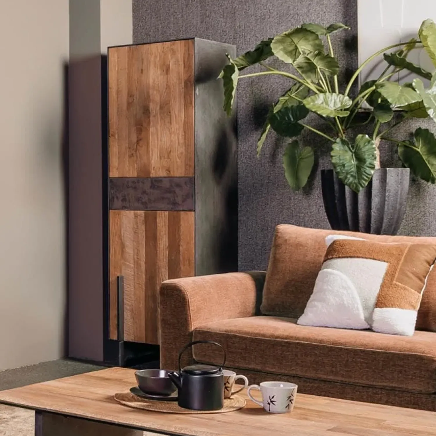 Tower living Wandkasten|Industriele Kasten|Ora Wandkast Teakhout 57 cm
