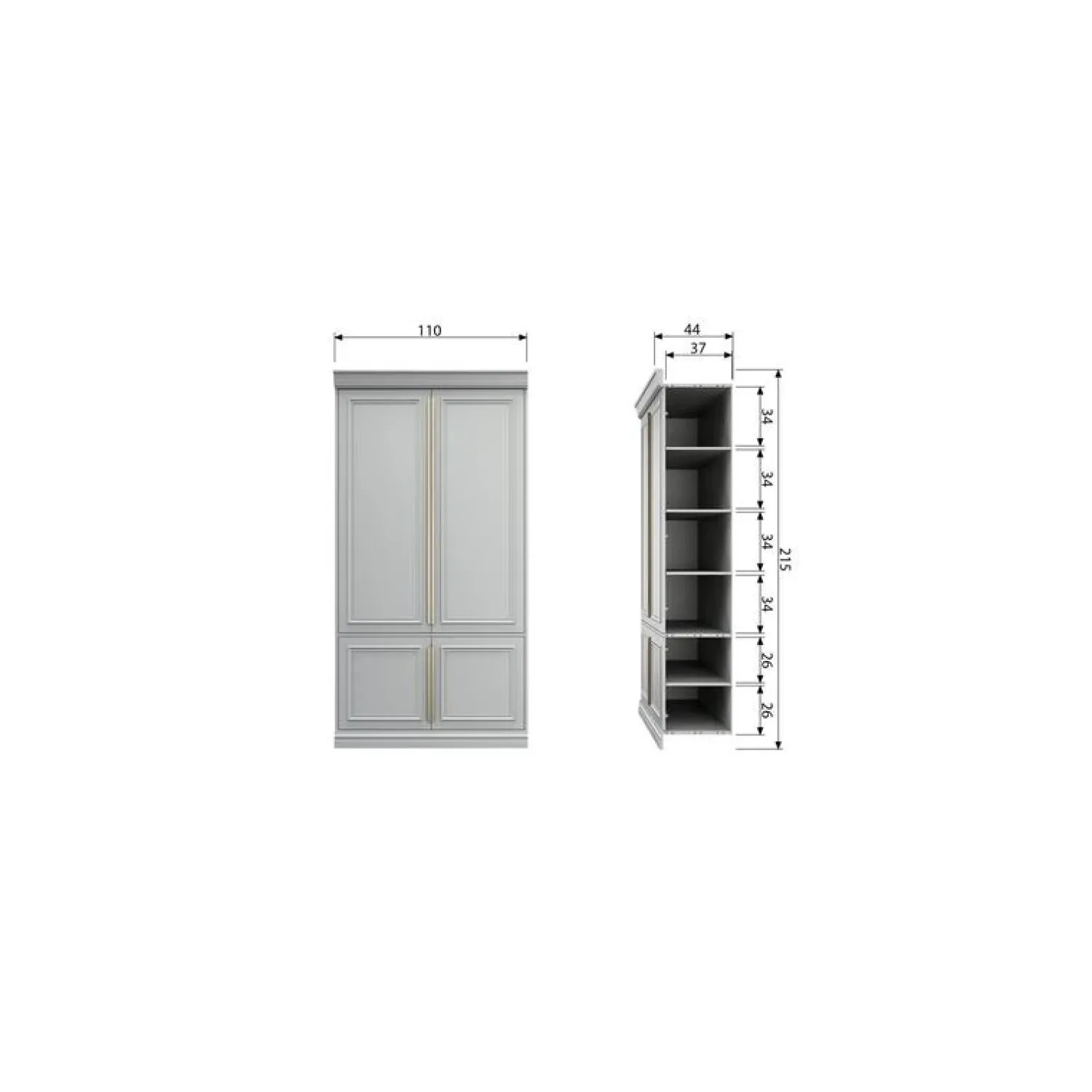 WOOOD Industriele Kasten|Kledingkasten|Organize Kledingkast Dennenhout Mist 44cm