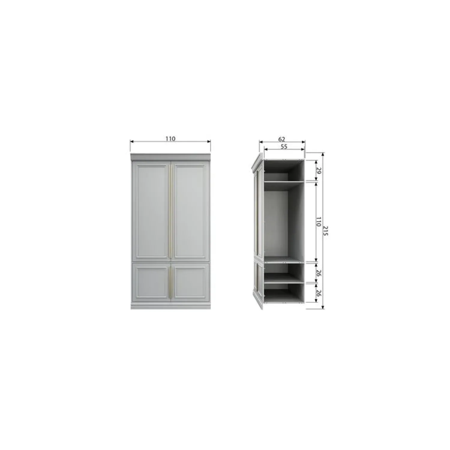 WOOOD Industriele Kasten|Kledingkasten|Organize Kledingkast Dennenhout Mist 62cm