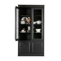 WOOOD Vitrinekasten|Industriele Kasten|Organize Vitrinekast Dennenhout Matzwart 44cm