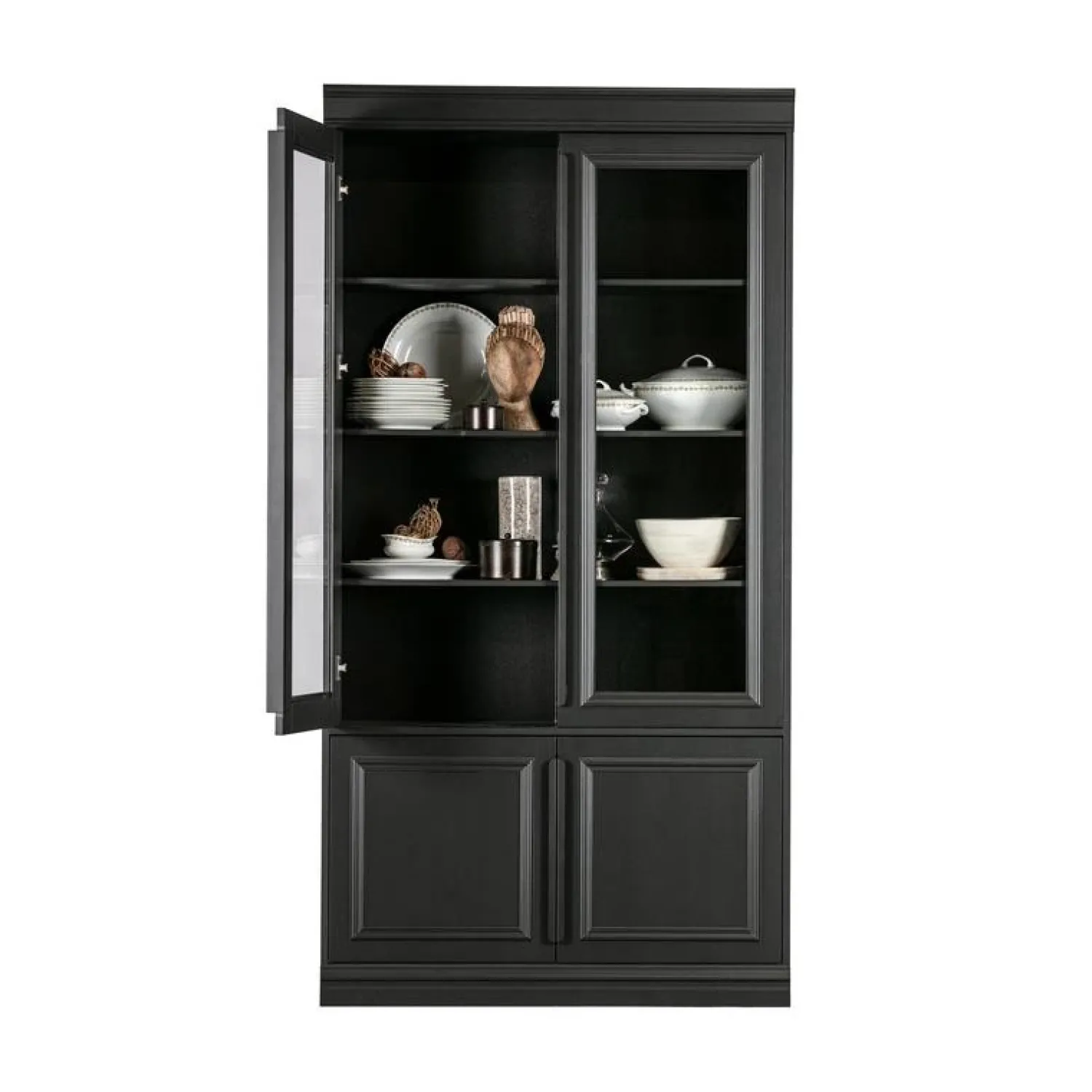 WOOOD Vitrinekasten|Industriele Kasten|Organize Vitrinekast Dennenhout Matzwart 44cm