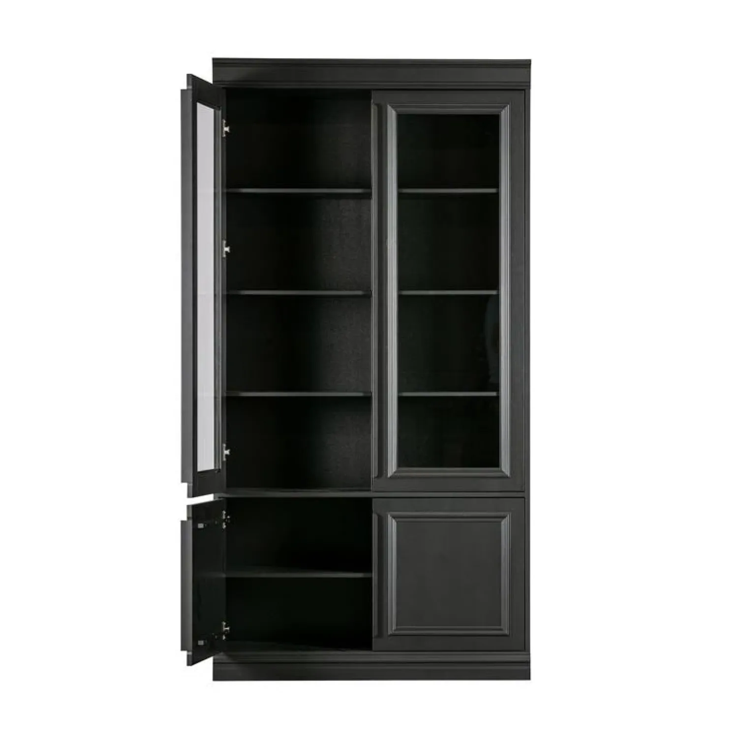 WOOOD Vitrinekasten|Industriele Kasten|Organize Vitrinekast Dennenhout Matzwart 44cm