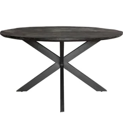 Furndea Eettafels|Orianna eettafel industrieel rond mangohout zwart