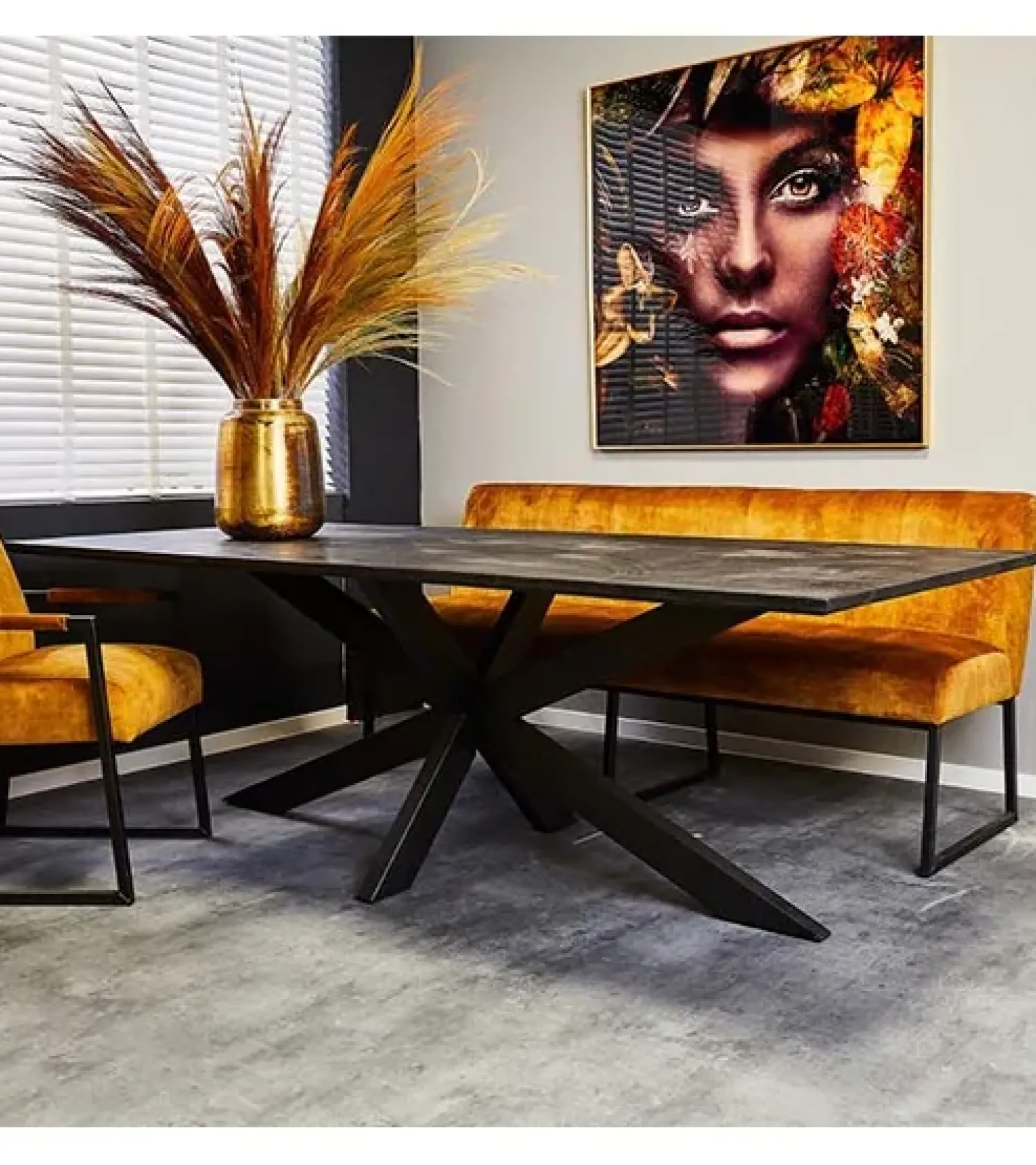 Cavetown Eettafels|Orianna eettafel industrieel rechthoek mangohout