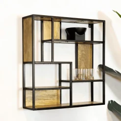 Furndea Wandrekken|Wandrekken|Orianna wandrek industrieel mangohout vierkant naturel 70cm