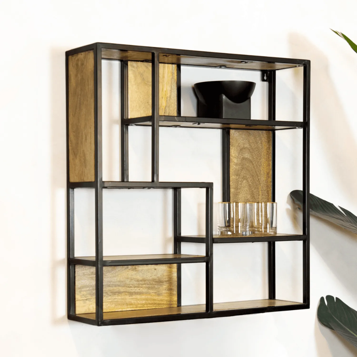 Furndea Wandrekken|Wandrekken|Orianna wandrek industrieel mangohout vierkant naturel 70cm