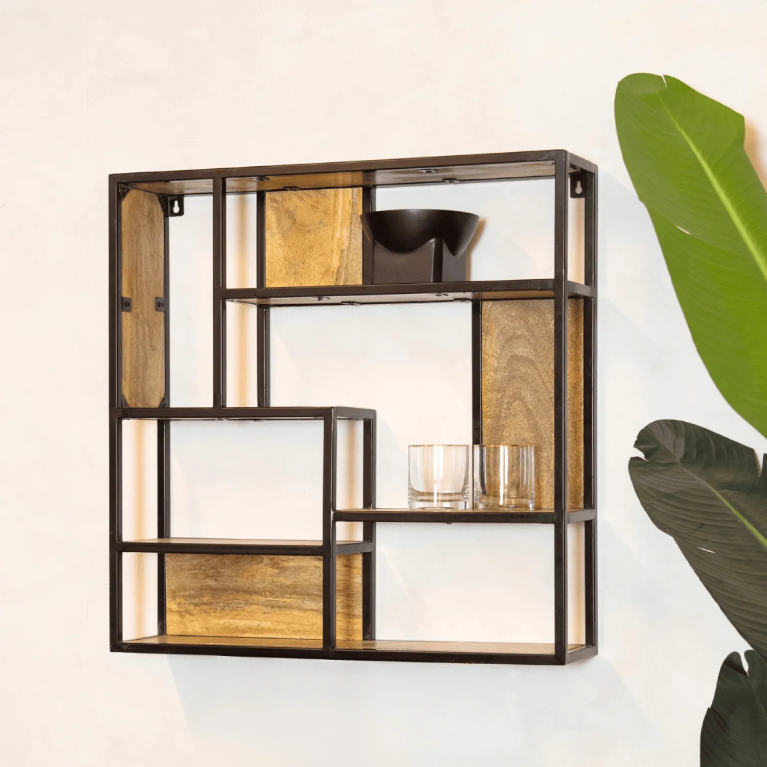 Furndea Wandrekken|Wandrekken|Orianna wandrek industrieel mangohout vierkant naturel 70cm