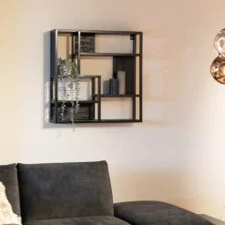 Furndea Wandrekken|Wandrekken|Orianna wandrek industrieel mangohout vierkant zwart 70cm