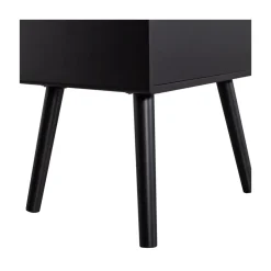 WOOOD Nachtkastjes|Industriele Kasten|Ozzy Nachtkastje Hoog Hout Zwart 36cm