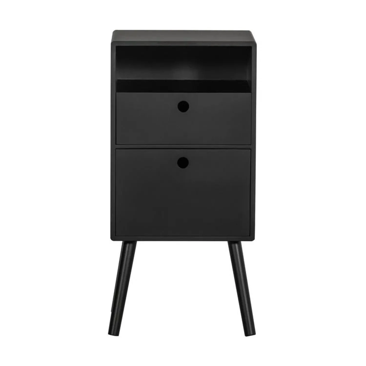 WOOOD Nachtkastjes|Industriele Kasten|Ozzy Nachtkastje Hoog Hout Zwart 36cm