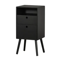 WOOOD Nachtkastjes|Industriele Kasten|Ozzy Nachtkastje Hoog Hout Zwart 36cm