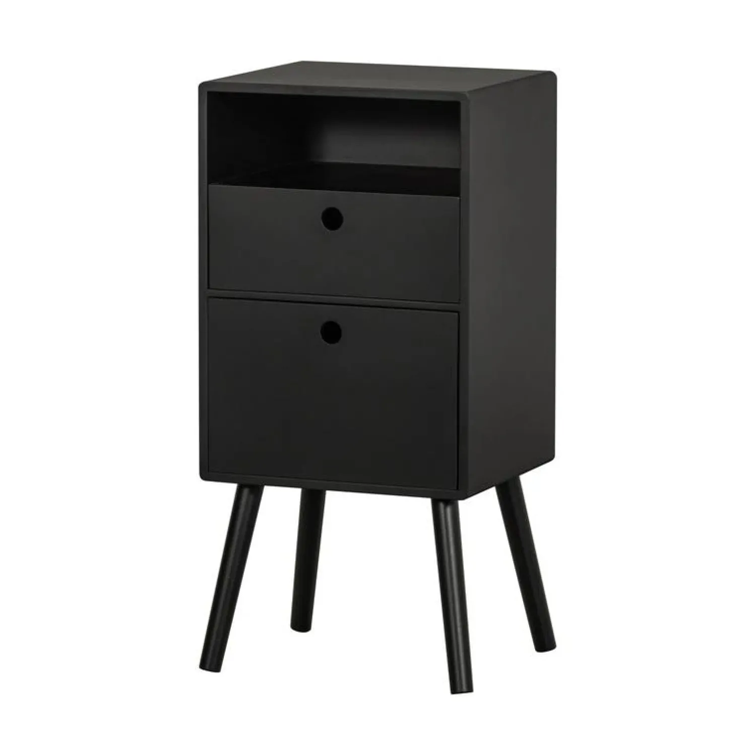 WOOOD Nachtkastjes|Industriele Kasten|Ozzy Nachtkastje Hoog Hout Zwart 36cm