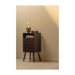 WOOOD Nachtkastjes|Industriele Kasten|Ozzy Nachtkastje Hoog Hout Zwart 36cm