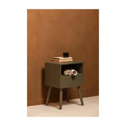 WOOOD Nachtkastjes|Industriele Kasten|Ozzy Nachtkastje MDF Warm Groen 36cm