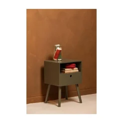 WOOOD Nachtkastjes|Industriele Kasten|Ozzy Nachtkastje MDF Warm Groen 36cm
