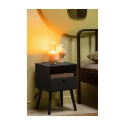 WOOOD Nachtkastjes|Industriele Kasten|Ozzy Nachtkastje MDF Zwart 36cm
