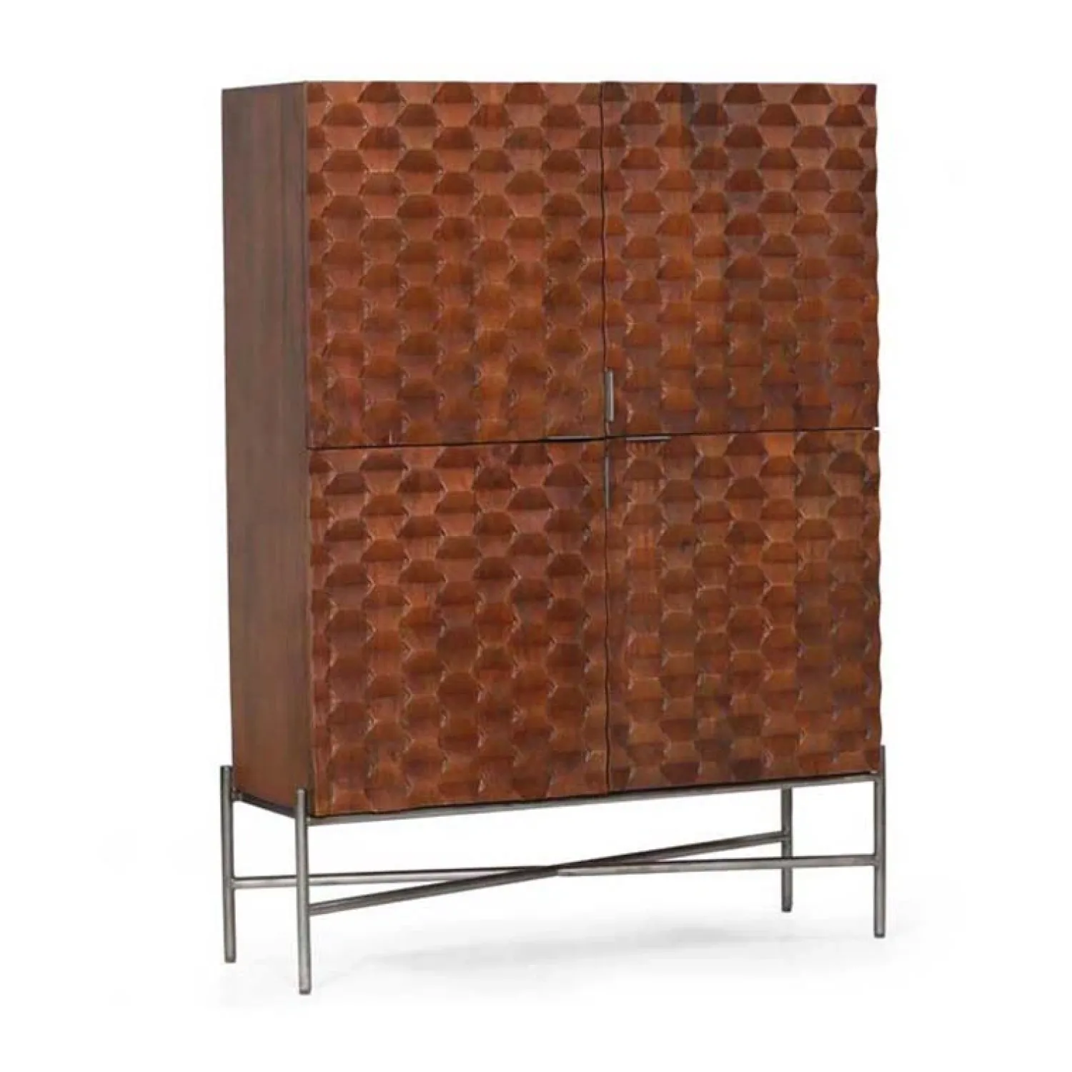 Tower living Wandkasten|Industriele Kasten|Paola wandkast mangohout 4 deurs 130cm