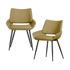 WOOOD Eetkamerstoelen|Parade Eetkamerstoel Melange Stof Mosterd