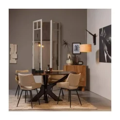 WOOOD Eetkamerstoelen|Parade Eetkamerstoel Melange Stof Zand