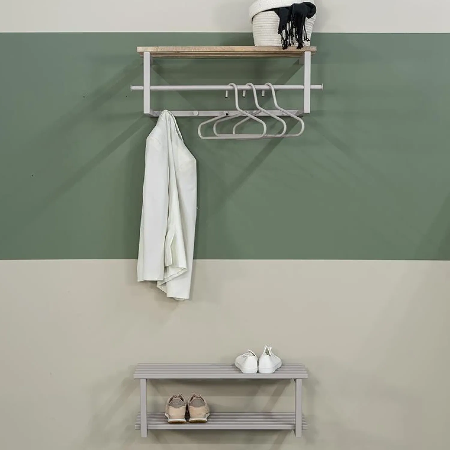 Redin Design Kapstokken|Parker Wandkapstok Taupe Eikenhout 76cm