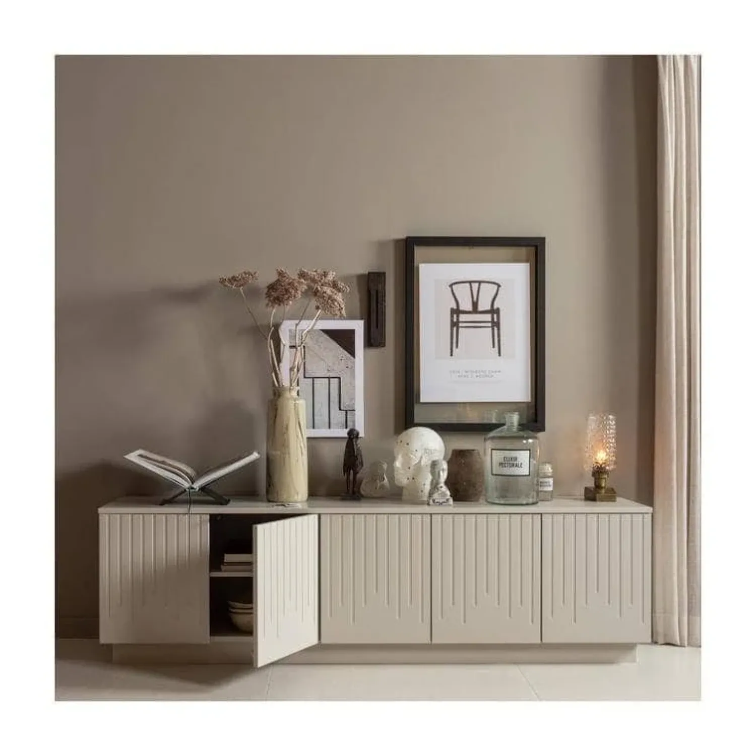 WOOOD Industriele Kasten|Tv Meubels|Pencil TV Meubel Dennenhout Mist 180cm