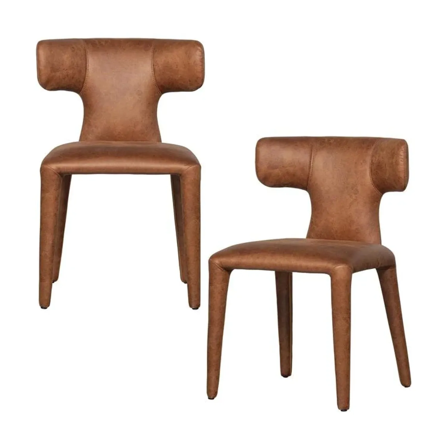 WOOOD Eetkamerstoelen|Permit Eetkamerstoel Leerlook Cognac