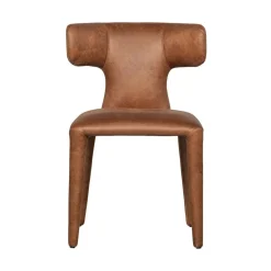 WOOOD Eetkamerstoelen|Permit Eetkamerstoel Leerlook Cognac