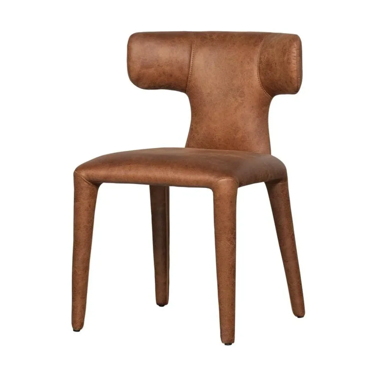 WOOOD Eetkamerstoelen|Permit Eetkamerstoel Leerlook Cognac