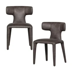 WOOOD Eetkamerstoelen|Permit Eetkamerstoel Leerlook Zwart/Grijs